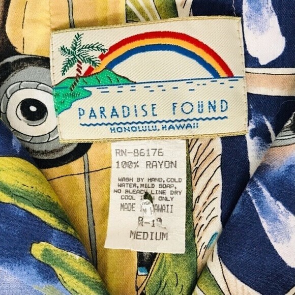 Vintage 80s Paradise Found Route 66 Cars Motel Honolulu Hawaii Hawaiian Shirt - Picture 10 of 10